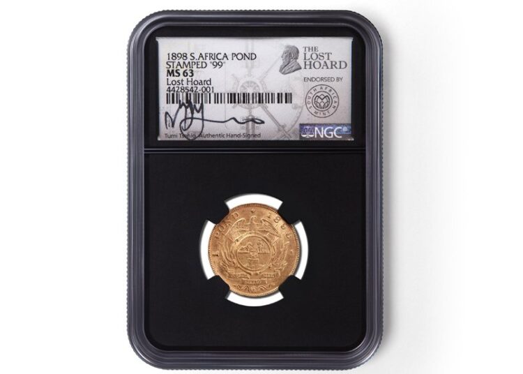 Moneda de oro sudafricana perteneciente al tesoro perdido