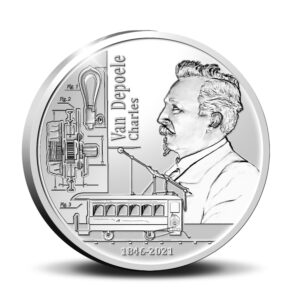 Anverso de la moneda de plata dedicada al 175 aniversario del nacimiento de Charles Van Depoele