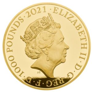 Anverso de la moneda de un kilo de oro dedicada al 95 aniversario de la reina Isabel II