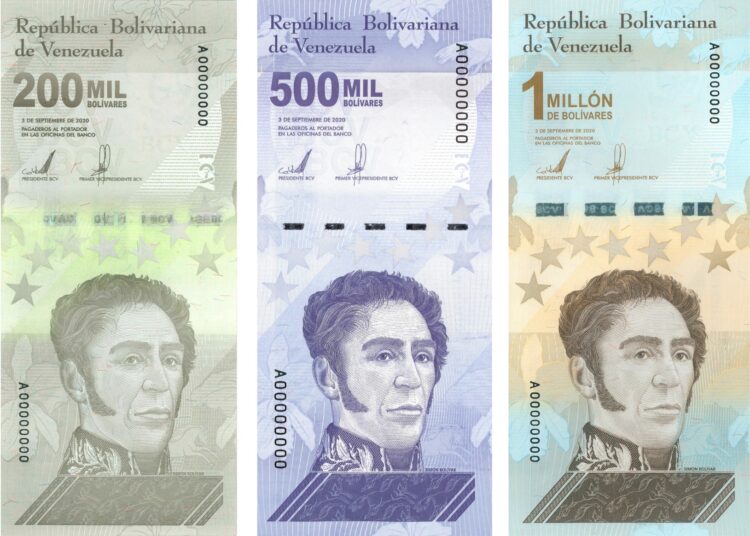 Anversos de los nuevos billetes de Venezuela