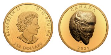 Moneda de oro dedicada al bisonte por la Royal Canadian Mint