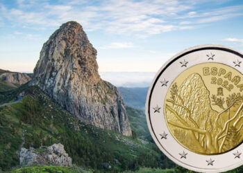 Moneda de 2 euros dedicada al Parque Nacional de Garajonay, isla de La Gomera, Canarias