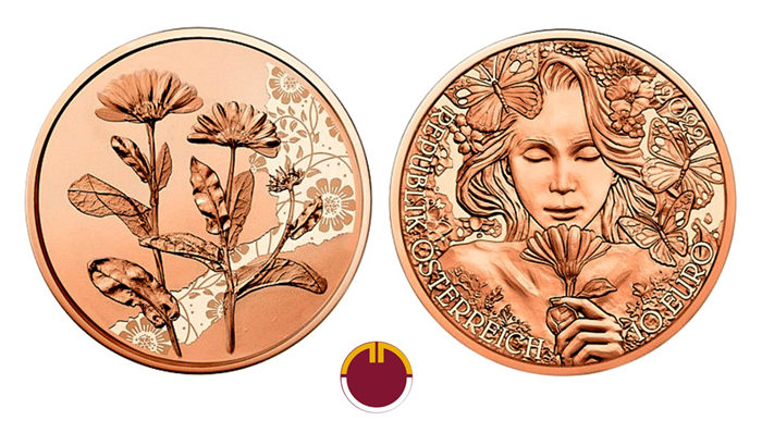 El lenguaje de las flores de Austria: la caléndula en plata y cobre acuñada  por Münze Österreich – Crónica Numismática